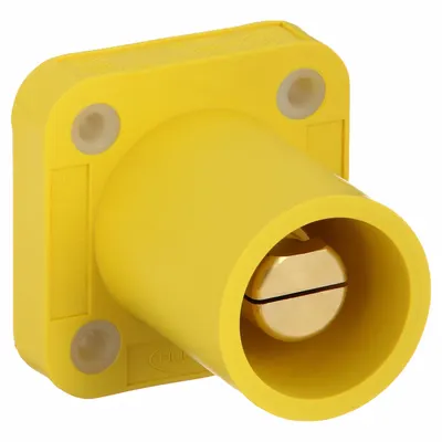 HUBBELL Single Pole Receptacle: Yellow, Straight Taper Nose Mating, Threaded Stud Termination - Receptacles with Threaded Stud Terminations