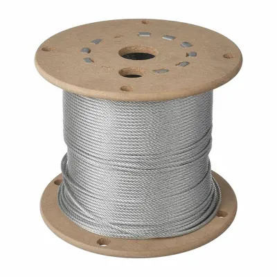 LEXCO CABLE Wire Rope: Galvanized Steel, 7 x 7, 184 lb Working Load Limit, 500 ft Overall Lg - Galvanized-Steel Wire Rope