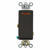 LEVITON Wall Switch: Rocker Switch, Single Pole, Maintained, Black, 120V AC, 20 A (MPN 5631-2E)