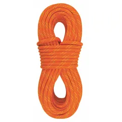Static kernmantle rope with 7/16 in diameter and 670 lb working load limit. Suitable for industrial rigging, securing loads, and other general utility applications requiring a non-dynamic rope.
