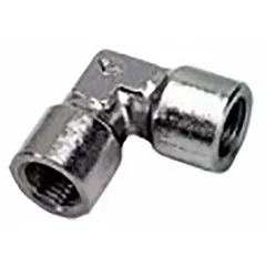 This 90° metal pipe elbow is designed for high-pressure fluid handling in hydraulic or pneumatic systems. It features 1/8 in female BSPP threaded connections on both ends and is rated for 2,176 psi. Suitable for industrial machinery, power units, and process lines where directional change of fluid is required.