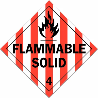 BRADY Container Placard: Flammable Solid, 10 3/4 in x 10 3/4 in, 10 3/4 in Label Ht - Class 4: Flammable Solids