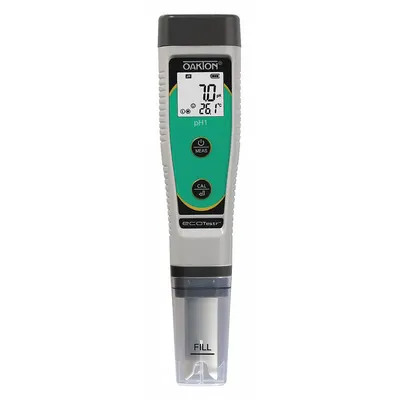 OAKTON pH Meter: pH/Temp, Meter, (4) AAA Batteries/Lanyard/Storage Case - Pocket pH Testers