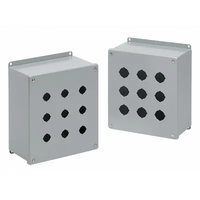 HOFFMAN Push Button Enclosure: 22mm, 2 Holes, Carbon Steel - Enclosures for 22mm Operators
