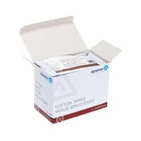 Non-sterile single-tip swab with a 3-inch wood handle and cotton tip. Suitable for cleaning, applying solvents, or removing debris in industrial maintenance, electronics assembly, and laboratory settings. Supplied in a 1,000-count pack