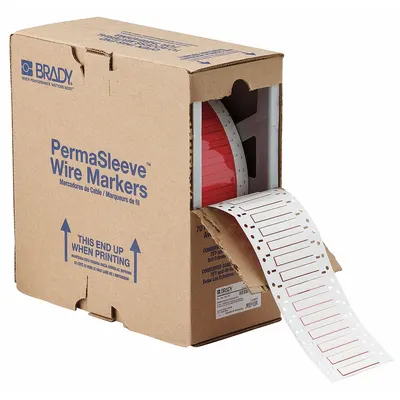 BRADY Sleeve Label: 3/16 in x 2 in, Polyolefin, White (Matte) - Brady Precut Sleeve Label Rolls