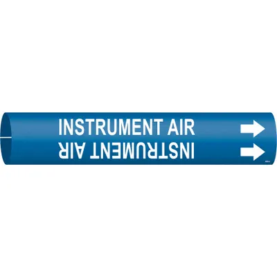 BRADY Pipe Marker: Instrument Air, Blue, White, Fits 3/4 to 1 3/8 in Pipe O.D. - Instrument Air Snap-On Pipe Markers