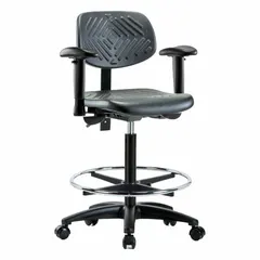 APPROVED VENDOR Ergonomic Chair: Polyurethane, Arms Included, Height Adjustable 23 1/4" to 33 1/4", 16" Seat Width, Nylon Base, Foot Support