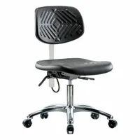 ESD Chair: Polyurethane, Armless, Ht Range 17 1/2 in to 22 3/4 in, 16 in Seat Wd, 17 in Seat Dp (MPN BR-ESD-PDHCH-CR-T1-A0-EC)