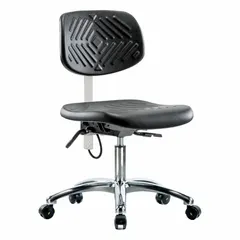 Approved Vendor ESD Cleanroom Chair, Polyurethane, Armless, 16" Seat Width, 17" Seat Depth, Height Range 17 1/2" to 22 3/4", ISO 5