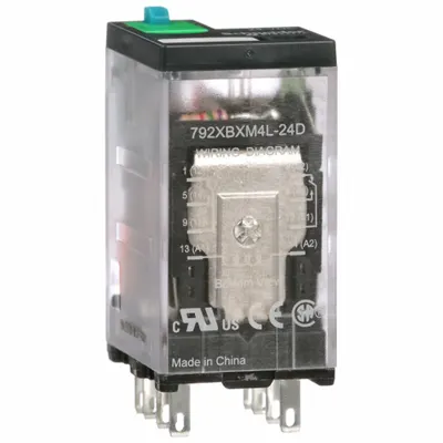 SCHNEIDER General Purpose Relay: Socket Mounted, 12 A Current Rating, 24V DC, DPDT - Socket-Mounted Relays