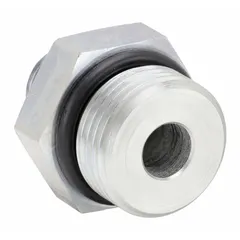 Steel straight adapter with 3/4 in male NPT threads on both ends. Rated for maximum operating pressure of 5,000 psi. Used to connect two male NPT threaded ports in high-pressure fluid systems.