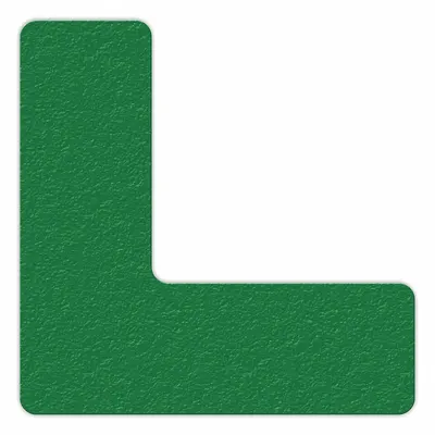INCOM MANUFACTURING Floor Marking Tape: L, Solid, Green, No Legend, 6 in x 6 in, 0.58 mil Tape Thick - L-Shaped Floor Marking Tape