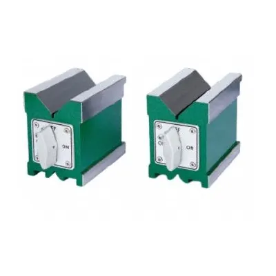 INSIZE V-Block Set: Magnetic V-Block(Advanced Type), Pr V-Block, 3 in x 2 3/16 in x 3 in - Cast Iron, Steel & Magnetic V-Blocks