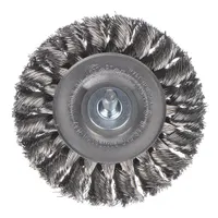 WEILER Wire Wheel Brush: Twisted Stainless Steel, 3 1/4" Dia x 3/8" Wd, 1/4" Shank, 0.014" Fill (MPN 94038)