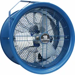This PATTERSON fan head features an 18-inch blade diameter and a single-speed 1/2 hp motor operating on 277V AC single-phase power. The non-oscillating design delivers focused high-velocity airflow for spot cooling, ventilation, and air circulation in industrial environments such as warehouses, factories, and workshops.