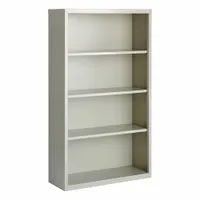 HIRSH Bookcase: Gray, Steel, 60 in Overall Ht, 34 1/2 in Overall Wd, 13 in Overall Dp, 4 Shelves (MPN 21994)