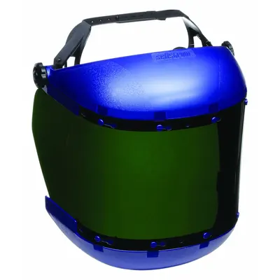 SELLSTROM Face Shield: Green, Uncoated, Reusable, 19 in Visor Wd, 7 in Visor Ht - Welding Single-Crown Face Shields with Chin Guard