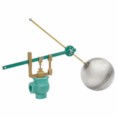 KECKLEY Float Valve Assembly: For Water Media, Angle Valve Body, Cylindrical, Vertical Piping - General Service Float & Lever Valve Assemblies