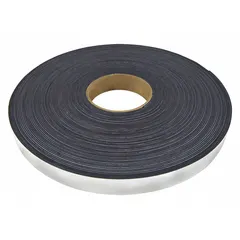 This flexible magnet roll features an adhesive backing on the nonmagnetic side for indoor mounting. It is suited for holding lightweight ferrous items such as tools, signs, or small parts on walls, workbenches, or displays. The roll measures 100 ft in length and 3/4 in in width, and comes in brown.