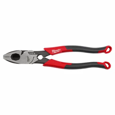 MILWAUKEE Comfort Grip Plier: Flat, 9 in Overall Lg, 1 7/8 in Jaw Lg, 1 1/4 in Jaw Wd - Multipurpose Lineman's Pliers