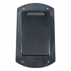 This plastic fill door is an OEM replacement part for portable evaporative coolers. It provides access to the water reservoir for filling and routine maintenance. Designed as a direct replacement component.