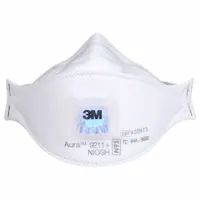 Disposable Respirator: Dual, Adj, Metal Nose Clip, Std, White, M Mask Size, Aura, N95, 10 PK (MPN 9211+)