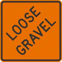 Aluminum sign with 0.080 in thickness and Engineer-grade retroreflective finish. Complies with MUTCD standard W8-7. Used to warn drivers of loose gravel in construction or maintenance zones