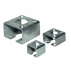 Stainless steel actuator mounting bracket for F07/F10 interfaces. Includes coupler for secure actuator-to-valve connection. Used in industrial flow-control and process automation systems.