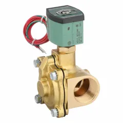 This 2-way, 2-position normally open solenoid valve is designed for automatic flow control in fluid systems. It opens when energized and closes when de-energized, suitable for applications requiring fail-open operation. The valve features a 1 1/4 in pipe size, operates on 220V AC/240V AC, and has a watertight enclosure for protection in damp environments.