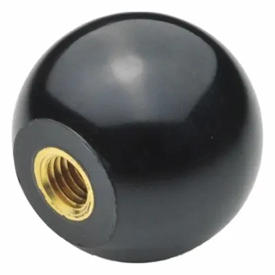 JW WINCO Ball Knobs: Ball, Plastic w/ Brass Thread, M8 Thread, 12 mm Thread Lg - Ball Knobs with Threaded Hole