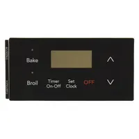 This overlay is a replacement front panel for compatible Electrolux ovens. It provides the user interface surface for oven controls, restoring functionality and appearance when the original overlay is damaged or worn