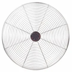 This fan guard is designed to enclose fan blades in HVACR equipment, preventing accidental contact and reducing debris entry. It is suitable for use in ventilation, refrigeration, and air-handling units. Constructed from wire mesh, it provides a protective barrier while allowing airflow.