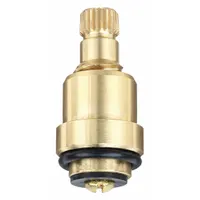 This brass compression faucet stem is designed for hot water use and is compatible with the American Standard Aquaseal Nut series. It serves as a replacement hot stem cartridge to repair leaks and restore valve function in faucets