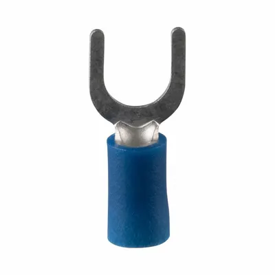 PANDUIT EV14-14FB-Q Insulated Fork Terminal, Vinyl, 1/4 in Stud, 600 V - Insulated Fork Terminals