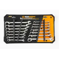 GEARWRENCH Combination Ratcheting Wrench Set: Alloy Steel, Full Polish Chrome, Std, 12-Point Box End (MPN 85142)