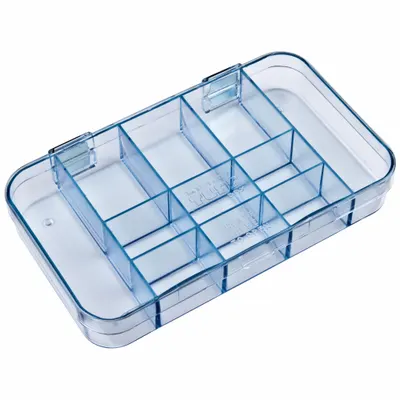 FLAMBEAU Compartment Box: 4 1/4 in x 7 1/4 in x 1 3/8 in, Clear, 11 Compartments - Small Parts Compartmented Boxes with Fixed Dividers