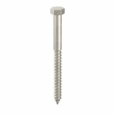 FOREVERBOLT Hex Head Lag Screw: 3/8 in Size, 4 1/2 in Lg, Stainless Steel, NL-19 - 18-8 Stainless Steel Hex Head Lag Screws