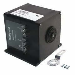 This Honeywell fail-safe spring return actuator is designed for proportional control of dampers and economizers in HVAC systems. It operates on 24V AC, provides 25 in-lb torque, and features a 90° stroke with clockwise rotation. The single-ended shaft and hardwired connection make it suitable for building automation system integration.