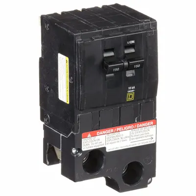 SQUARE D Miniature Circuit Breaker: 150 A, 120/240V AC, Single Phase, 10kA at 120/240V AC - QO Series, Plug-In Square D Miniature Circuit Breakers