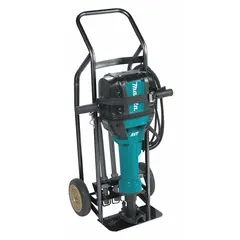 This corded breaker hammer operates on 120V AC and delivers 53.9 ft-lb of impact energy at 870 bpm. It accepts 1 1/8 in hex bits and features a T-handle design. Weighing 69.1 lb, it is suited for heavy demolition tasks such as breaking concrete and masonry.