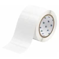 This precut label roll is made of white gloss polyester with an overall size of 3 11/32 in x 3/8 in. It is designed for use with i5100 series printers for on-demand industrial labeling. Typical applications include asset tracking, cable marking, and component identification in manufacturing and electrical environments