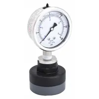 This 2 1/2 in dial pressure gauge with thermoplastic diaphragm seal measures 0 to 60 psi with ±1.60% accuracy. It features a 304 stainless steel case with glycerin fill, mineral oil seal fill, and stainless steel wetted parts. The PVC lower housing and PTFE diaphragm isolate the sensing element for use with corrosive or viscous media in chemical processing, water treatment, and industrial fluid systems