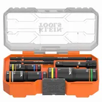 KLEIN TOOLS Impact Quad Flip Socket 6pc: 1/4 in, 3/8 in Drive Size, Small Set (0-50 pieces) Set Size (MPN 653QS)