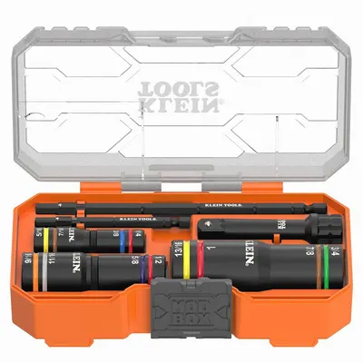 KLEIN TOOLS Impact Quad Flip Socket 6pc: 1/4 in, 3/8 in Drive Size - Flip Socket Sets