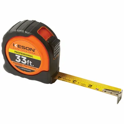 KESON Tape Measure: Nonmagnetic Single Hook Tip, 33 ft - Engineers-Scale Tape Measures