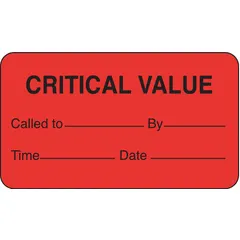 This red paper safety label is rectangular, measuring 1 3/4 inches wide by 1 inch high. Printed in English, it is supplied in a pack of 1,000. Commonly used for hazard identification, warning, or instructional marking in industrial environments.