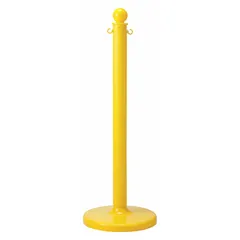 Flat-Base Plastic Chain Barrier Receiver Post, 40 in H, Yellow Polyethylene