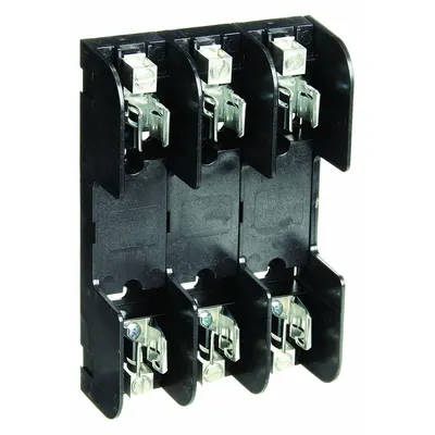 MERSEN 60308 Fuse Block, 3-Pole, 600 V AC, Open Block, Box Lug, Non-Indicating - Fuse Blocks for UL Class H & K Fuses