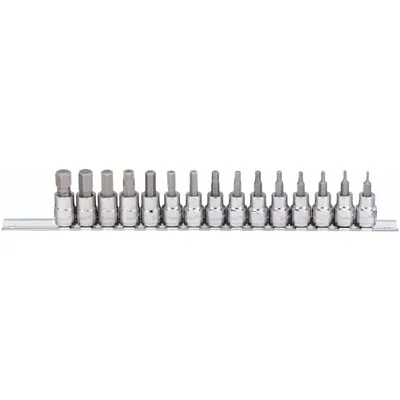 WESTWARD Socket Bit Set: 1 - 25 Pieces, 3/8 in Drive Size, 15 Pieces - Hex Bit Socket Sets